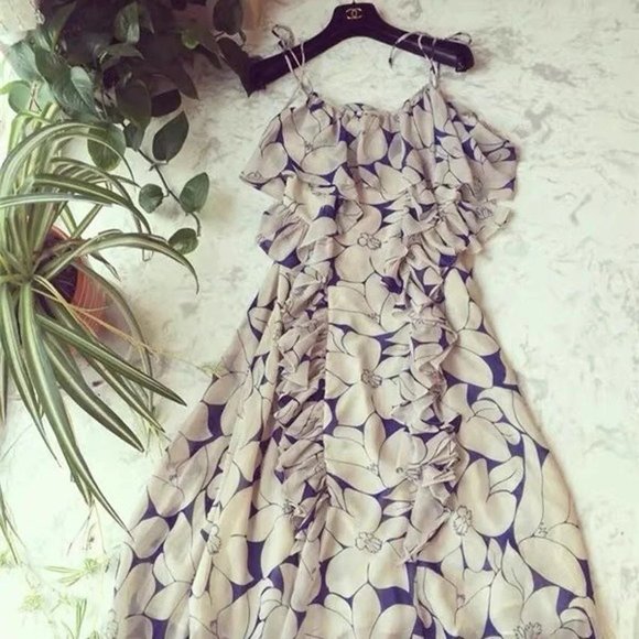 Korean style floral chiffon long dress Boho - Picture 1 of 5